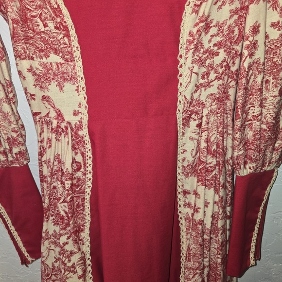 Gunne Sax Black Label Red Toile de Jouy Vintage Maxi Maiden Dress Sz 9/10 - Picture 15 of 15